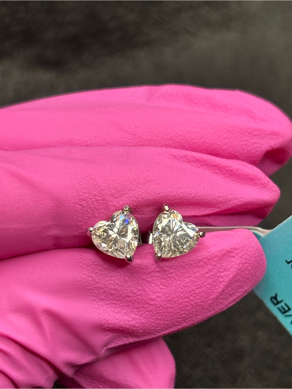 VVS Moissanite Heart-Cut Solitaire Stud Earrings